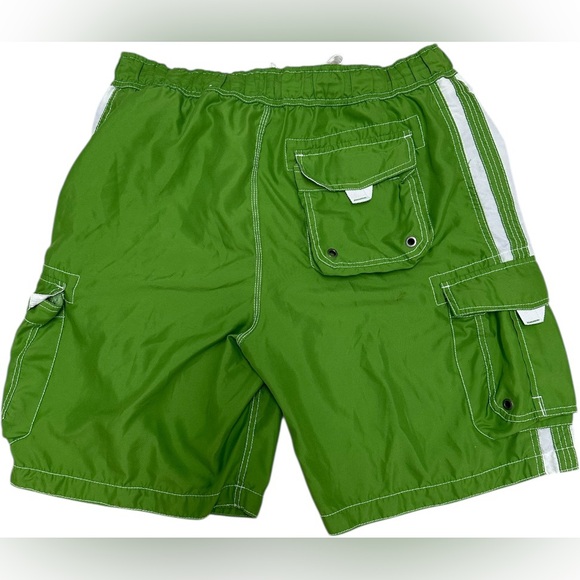 No Boundaries Lime Green Cargo Swim Trunks - Picture 3 of 5